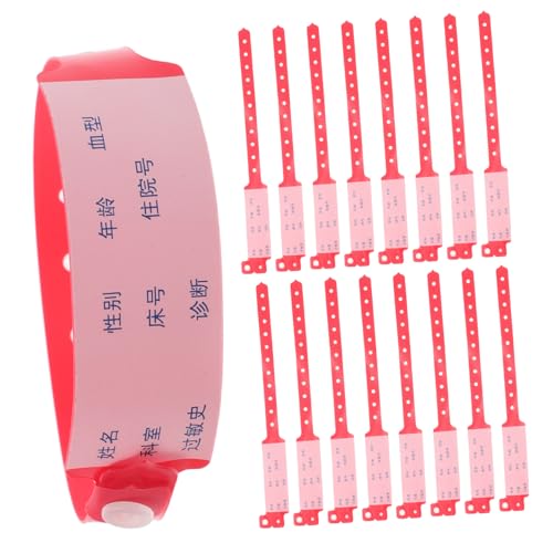 HOMSFOU - HOMSFOU 100pcs Red Disposable Patient Identification Wristbands Plastic Hospital Bands for Adults Clear