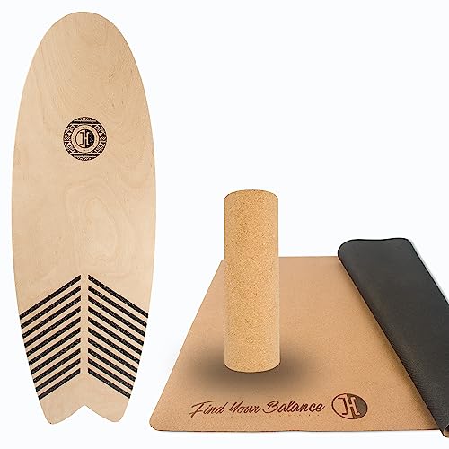 JUCKER HAWAII Balanceboard Homerider Wave - Tabla de equilibrio Indoor Surf Balance Board incluye rollo de corcho y esterilla de corcho