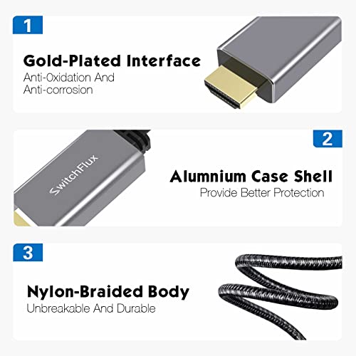 Switchflux-Hdmi To Vga 6.6Ft Gold Plated Cable,Hdmi To Vga Adapter-Hdmi Video Conversion Cable,Hdmi Male To Vga Male One Way Compatible Cable For Pc Laptop Projector Xbox #TOP3