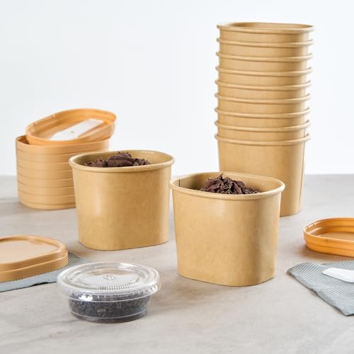 Image of Coppetta 5 Ounce Dessert Cups, 200 Greaseproof Ice Cream Cups - Lids Sold Separately, For Hot And Cold Foods, Kraft Paper Yogurt Bowls, Disposable,For Sundaes, Mousse Or Puddings - Restaurantware