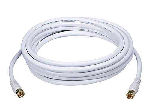 Monoprice 106316 RG6 Quad Shield CL2 Coaxial Cable with F Type Connector, 15ft, White