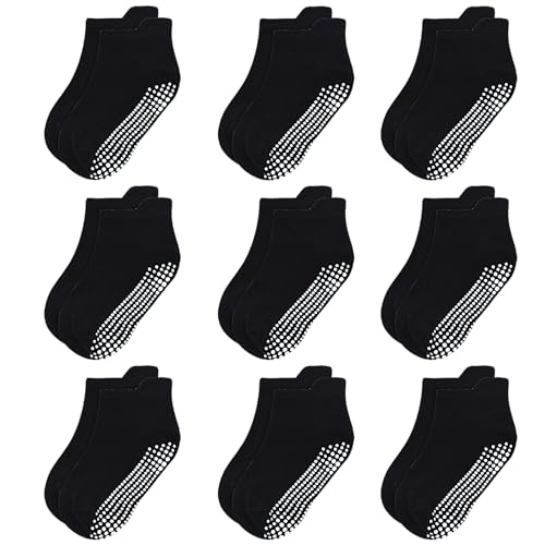 Tphon Non Slip Baby Toddler Ankle Socks with Grippers - Non Skid Grip Boys & Girls Socks