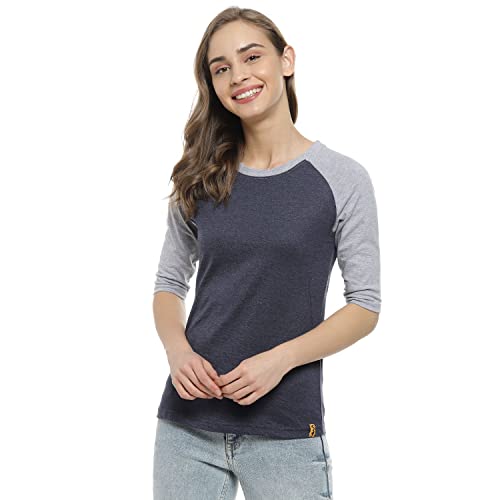Image of Campus Sutra Women's Regular Fit Tops (CS23SS RGQS W PLN GRDN Navy Blue-01 M)