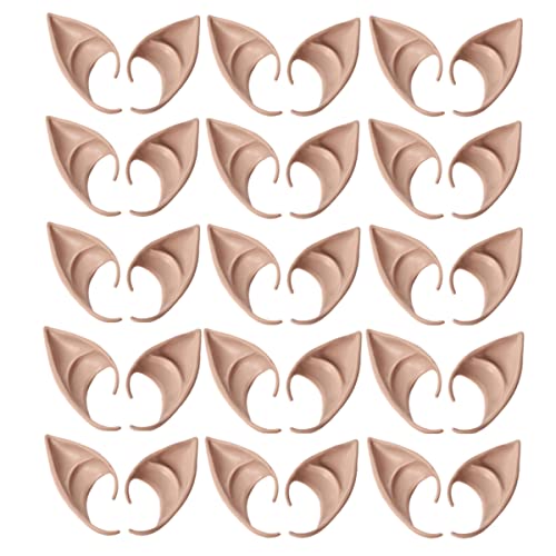 YANZHAN 15 Pair Fairy Pixie Elf Ears for Cosplay Halloween Christmas Any Themed Party - Natural Complexion, Short Style