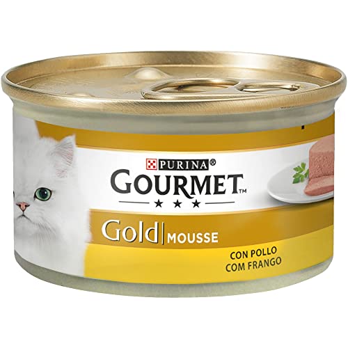 Gourmet Gold Mousse, Comida Húmeda para Gato con Pollo, lata de 85g