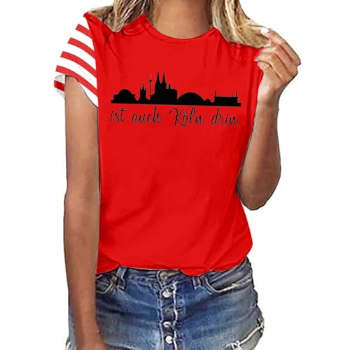 Camiseta de carnaval de Colonia, color rojo y blanco, para mujer,...