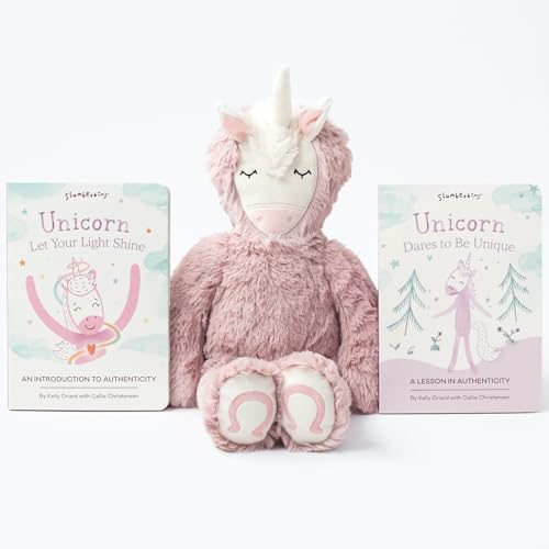 Image of Slumberkins 14" Unicorn Kin & 2 Board Books Complete Set Bundle | Promotes Authenticity, Confidence & Healthy Friendships | Social Emotional Tools for Ages 0+ (Unicorn Kin Plush + 2 Board Books)