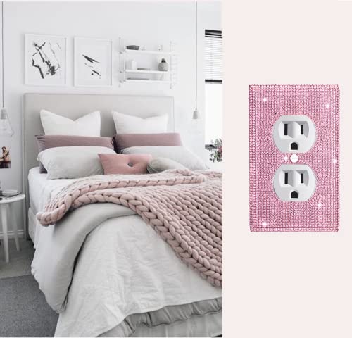 Image of Shiny Pink Rhinestones Wall Plates Light Switch Decorative Cover Plate Single Toggle Rhinestones Outlet Covers Wall Plate Decorative