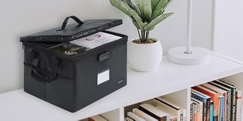 Fireproof Document Box, Water-Resistant File Organizer Box With Lock, Portable File Box With Handle Document Safe Collapsible File Cabinets For Home Office For Hanging Letter/Legal Folder, Black #TOP7