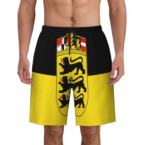 Flag of The State of Baden-Württemberg Men Beach Pants â€“ Swim Trunks for Men,Quick-Dry and Comfortable, Suitable for Beach, Surf, and Everyday Wear Black