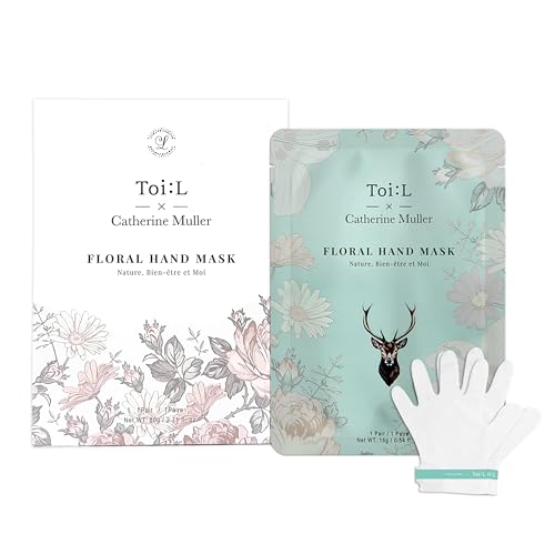 TOI:L Catherine Muller Floral Hand Mask 1 Pair, Moisturizing Gloves for Dry Hands with Elder Flower & CICA, Repairing and Nourishing Hand Care Treatment for Cracked, Rough, and Dry Skin