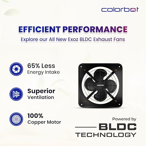 Image of Colorbot Exoz BLDC Metal Exhaust Fan 300mm (12 inches) for Kitchen | 12W | Energy Efficient | Easy Installation | 100% Copper Motor | 3 Years Warranty (Charcoal Black) (New Launch)