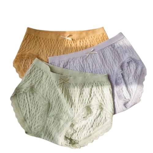 Women Comfortable Cotton Bikini Panties Pack of 3 Soft Breathable Lace Border Seamless Stretch Innerwear Multicolor Hipster Fit-picture-26