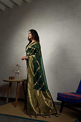 Image of Vardha Women's Art Silk,Silk Saree with Banarasi Weave and Unstitched Matching Blouse Piece | Sari for Women