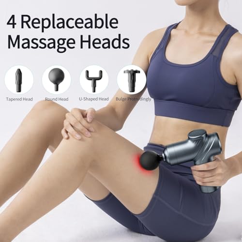 Image of LEERCON Massage Gun Deep Tissue,Small Travel Percussion Massage Gun with 4 Massage Heads 6 Speeds for Relieving Muscle Soreness for Office Gifts（Blue）