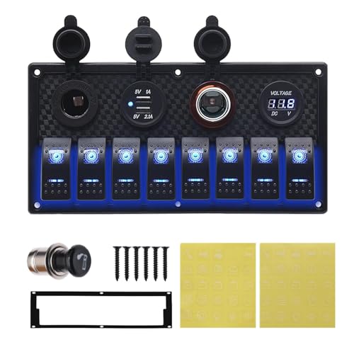 #US 8 Gang Marine Panel, Boat Switch Panel Waterproof, 12V Switc