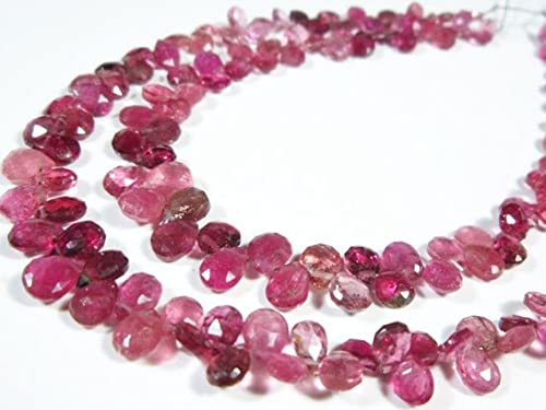 LKBEADS AA różowy turmalin fasetowany gruszka briolette - 7 cali kamienie mierzy -4 x 3 - 6 x 5 mm