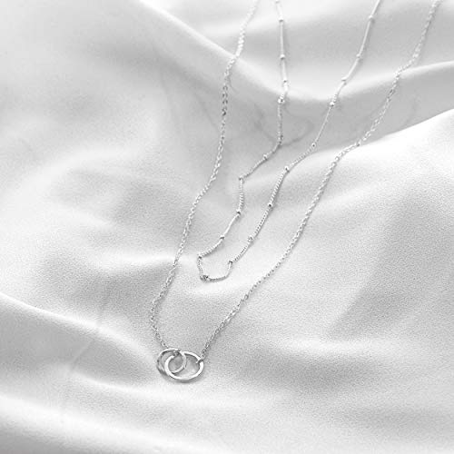 Image of Fettero Pendant Necklace Gold Choker Layered Coin Open Karma Circle Full New Crescent Moon 14K Gold Plated Simple Dainty Necklaces for Women Jewelry Gift