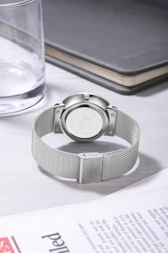 Image of London Fog Surrey Collection Analog Quartz Watch for Men with Round Textured Dial, Date Display Function, Stainless Steel Mesh Strap, Water Resistant - LFM10006