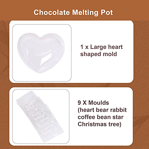 Chocolate Melting Pot Electric Fondue Melter Machine Set With Mold Diy Pink Stainless Steel Plastic Home Candy Chocolate Making Melting Pot Kitchen Tool Double-Pot #TOP1