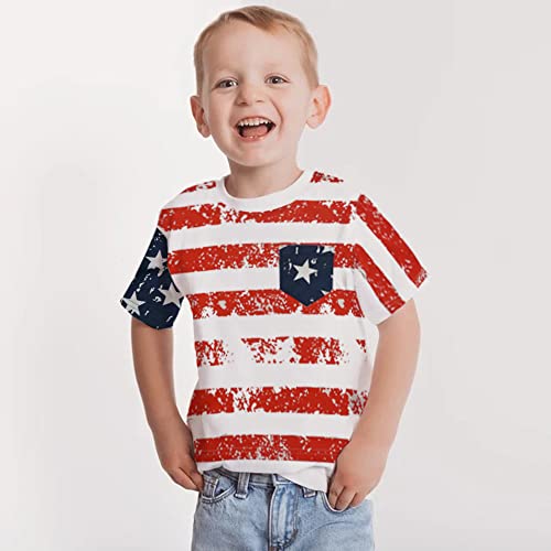 Mrocioa USA American Flag 4th of July Shirt for Boy Girl Kids Stars Stripes Patriotic T-Shirt2