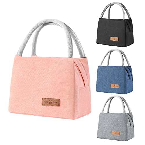 Lunchtasche 8,2L, Uiong Oxford Lunch Bag für Damen Herren Studenten, Wasserdicht Faltbar Kühltasche für Arbeits Schule Picknick Reisen - Rosa Cover