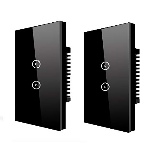 Jinvoo Smart Wifi Touch US - Aplique de pared, 2 paneles, Smart Timing Switch, mando a distancia con Smart Phone, compatible con iOS y Android, con Alexa Echo y Google Assistant (2 unidades)