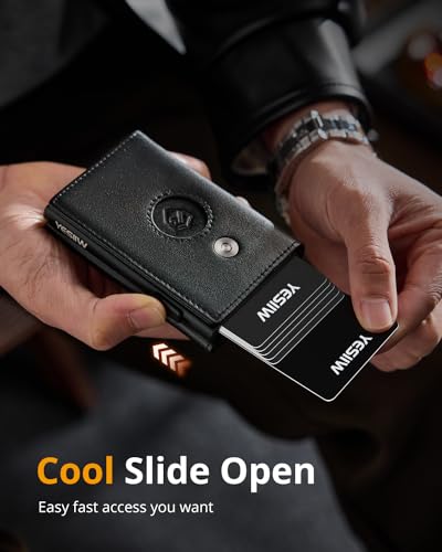 Image of YESIIW Credit Card Holder Wallet for Men RFID Blocking Slim Minimalist Metal Wallet with Money Pocket Contactless Card Protector
