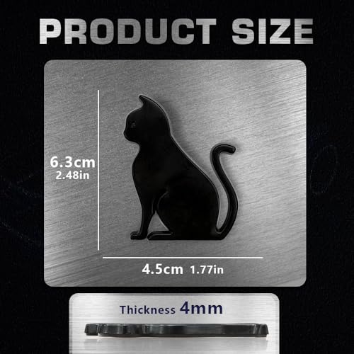 Image of Juren 3D Metal Car Sticker Metal Cat Adhesive Car Badge Emblem Sticker for Universal Cars Moto Bike Car Decoration (Black) (JU-CAT-Sticker)