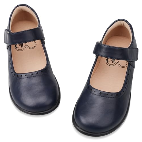 Stelle School Shoes for Girls Mary Jane Uniform Flats(Navy,12ML)