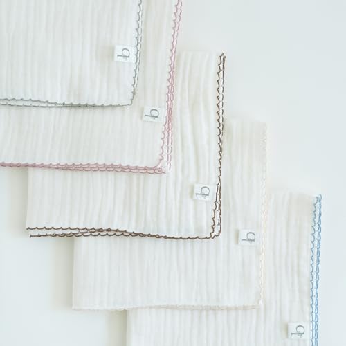 100% Cotton Muslin Burp Cloths – Pack of 5 with Dust Bag | Soft Baby Washcloths for Newborns, 3-Layer Gauze, 14x14 inch, Reusable, Breathable Baby Cloths4