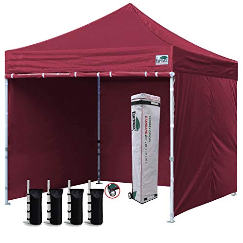 Eurmax 10'x10' Ez Pop-up Canopy Tent with 4 Removable Side Walls and Roller