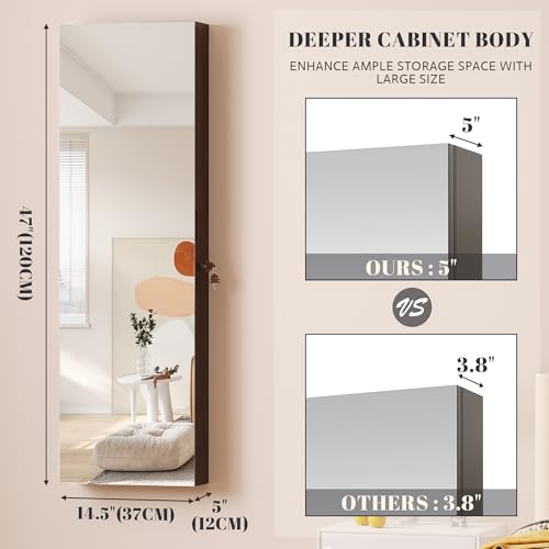 Image of Vlsrka 47.2 inch Jewelry Armoire Organizer, Wall /Door Mounted Jewelry Cabinet