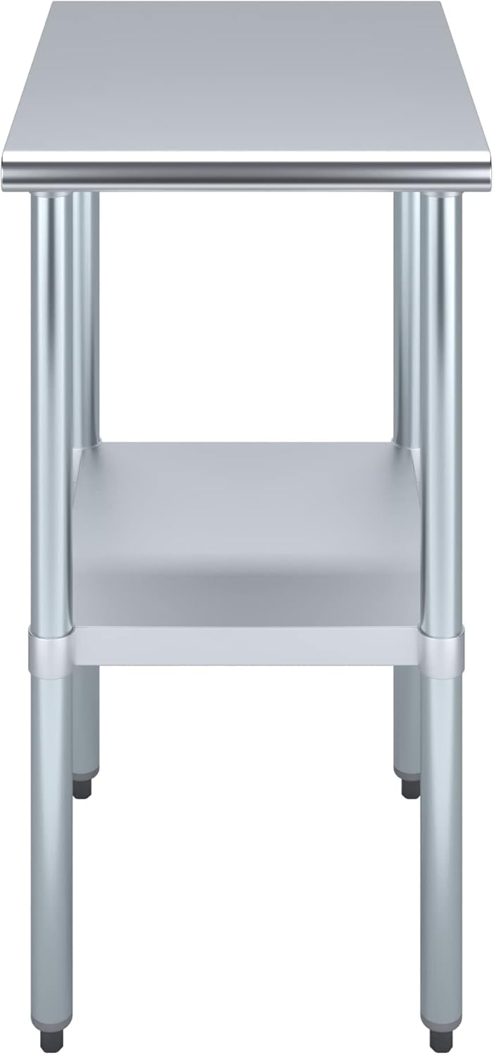 KPS Commercial Stainless Steel Work Prep Table – 24" x 18" NSF Certified Heavy-Duty Table with Adjustable Undershelf for Restaurant, Kitchen, or Garage Use