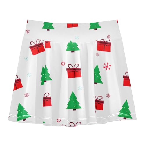 Red Green Christmas Tree Gift White Athletic Shorts for Girls Skorts Toddlers Tennis Skirts Cute Comfy Butterfly 3t