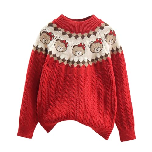 Knit crew neck pull garçon grande taille tricot col rond hiver chaud manches longues