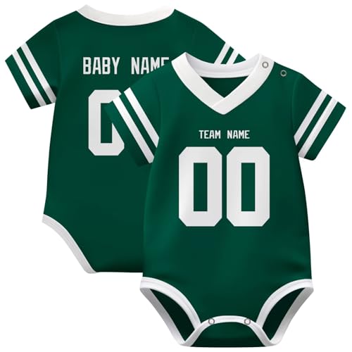 Image of KREDE Baby Clothes Unisex Bodysuit Jersey Style Custom Name Number for Baby Boys
