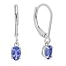 Genuine Tanzanite Lever-Back Earrings in Sterling Silver