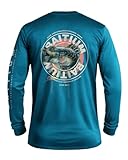 Fishing Shirts for Men,UPF50 Sun Protection Long Sleeve,Quick Dry Dri Fit Apparel, Wicking Rash Gaurd, Fishing Clothes- Unisex Bass (Large, Teal)