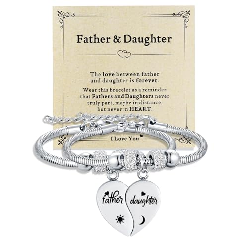 Image of Yonhon Father Daddy Daughter Bracelet Necklace for 2,Dad Daughter Matching Necklace Set for 2
