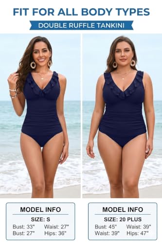 Image of Yonique Women's Ruffle Flounce Tankini Two Piece Bathing Suits