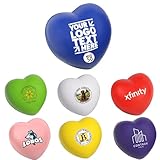 Bulk Custom Heart Stress Balls with Logo - Personalized Stress Relief Toys for Corporate Gifts, Trade Shows - Promotional Branded Items, Squishy Heart Ball (50)