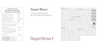 Super Maca - Aumenta il desiderio sessuale - Aiuta a sostenere la sessualità e la fertilità - Standardizzato allo 0,6% di macammidi e macaeni - (Ginseng peruviano) - Vegano - SuperSmart