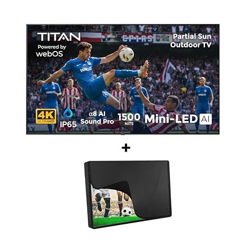 Image of Titan L200 QNED 86 Inch Outdoor TV, Partial Sun, IP65 Smart Weatherproof TV, 4K HDR, 120 Hz, Web AI OS, 1500 Nits, Wi-Fi 6E, Dolby Digital, Outdoor TV Cover, Slim Bezel, 2 Yr Wty