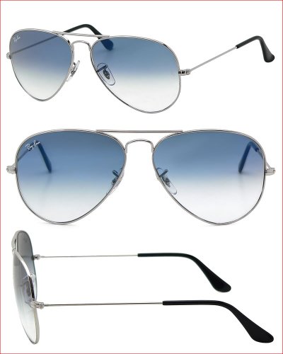 Ray-Ban Rb 3025 Aviator Sunglasses (58 Mm, 003/3F Silver Crystal White/Gradient Blue) #TOP3