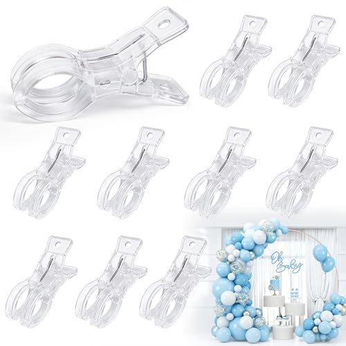 Voyzoz 10 Pack Clear Spring Clamps 3.5 Inch Plastic Balloon Arch Clips for Backdrop Stand Birthday Party Decoration Crafts Photography Studio