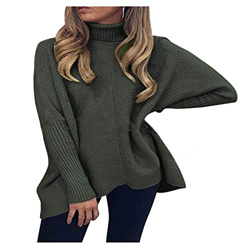 Preisvergleich Produktbild qiaoxiahe Sweatshirt Hoher Kragen Pullover Langarm Winter Elegante Warm Winterpullover Strickpulli Sweater lässig Outwear Strickpullover Sweater Rollkragen Pullover Kuscheliger Jumper Strick Pulli