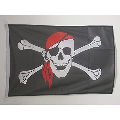 AZ FLAG, Pirate Red Bandana Flag, 2x3 Ft, For Outdoor, Jolly Roger Banner Knitted Polyester with Two Plastic Rings