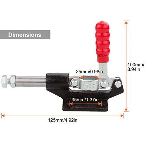 2 Pack 32Mm Toggle Clamps, A+Selected 500Lbs Holding Capacity Plunger Stroke Push Pull, Metal Quick Release With Flange Base Plate For Welding, Woodworking, Mould And Machine Operation-Gh-305C Clamps #TOP1