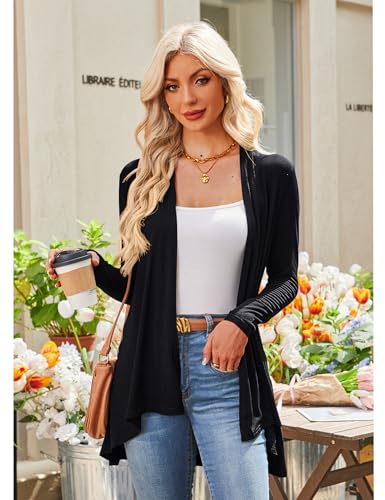 Bluetime Women's Open Front Cardigan Sweaters Lightweight Long Sleeve Drape Knit Cardigans with Pockets (S-3XL)4